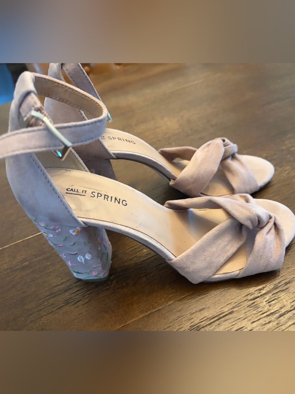 Call It Spring Dusty Pink Knot Block floral dainty Heel Sandals